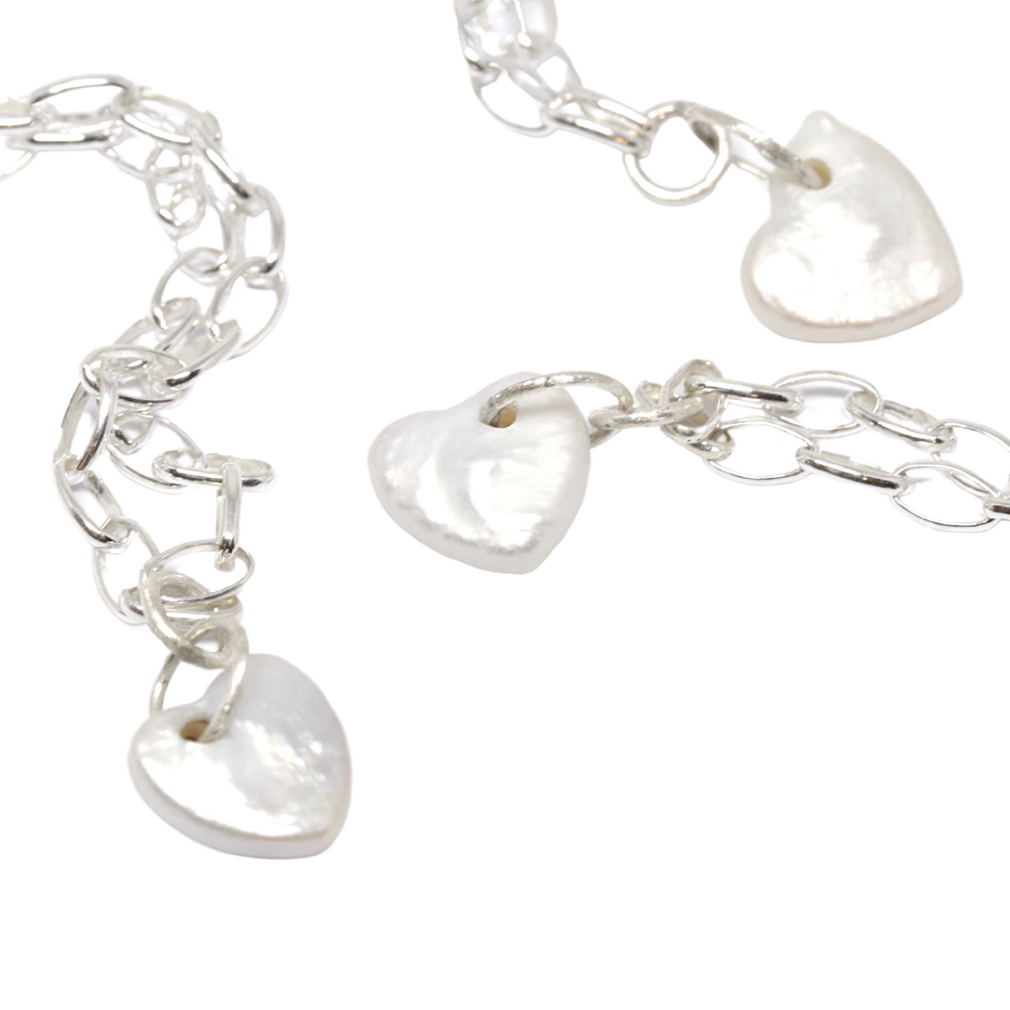 Pearl Heart Silver Necklace. Jewellery made by Fruit Bowl Studio Wānaka