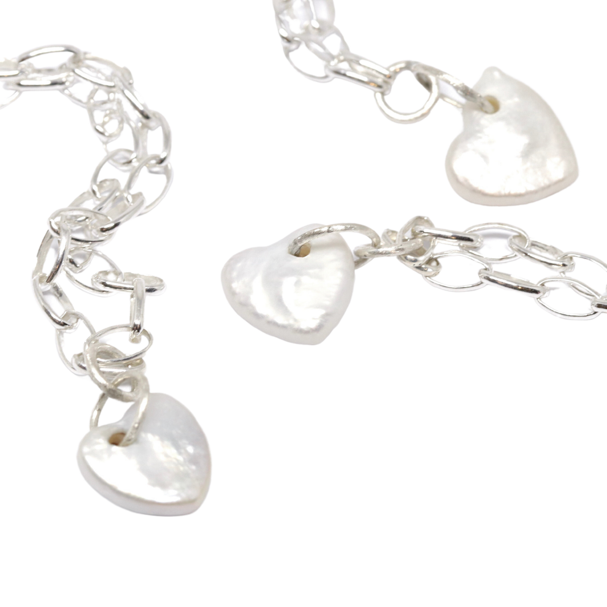 Pearl Heart Silver Necklace. Jewellery made by Fruit Bowl Studio Wānaka