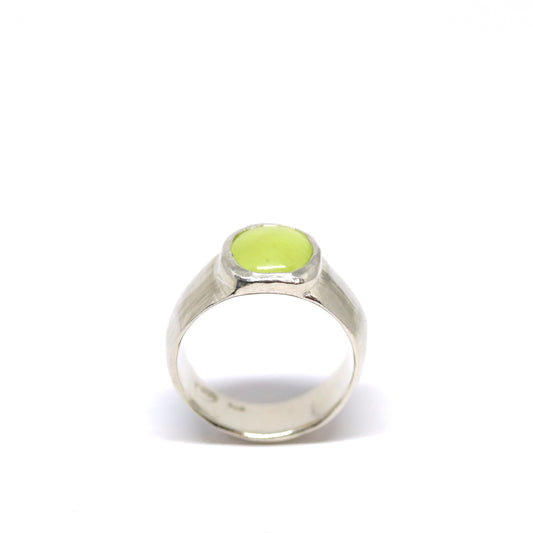 Ring - Wide Band with Acid Green Glass