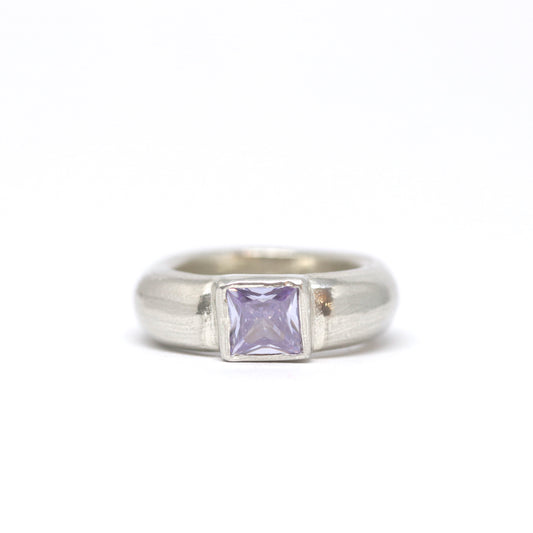 Ring - Chunky One Square Lavender Gem