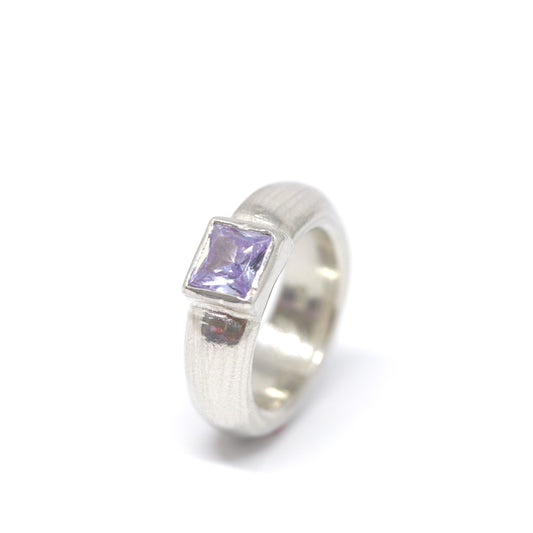 Ring - Chunky One Square Lavender Gem