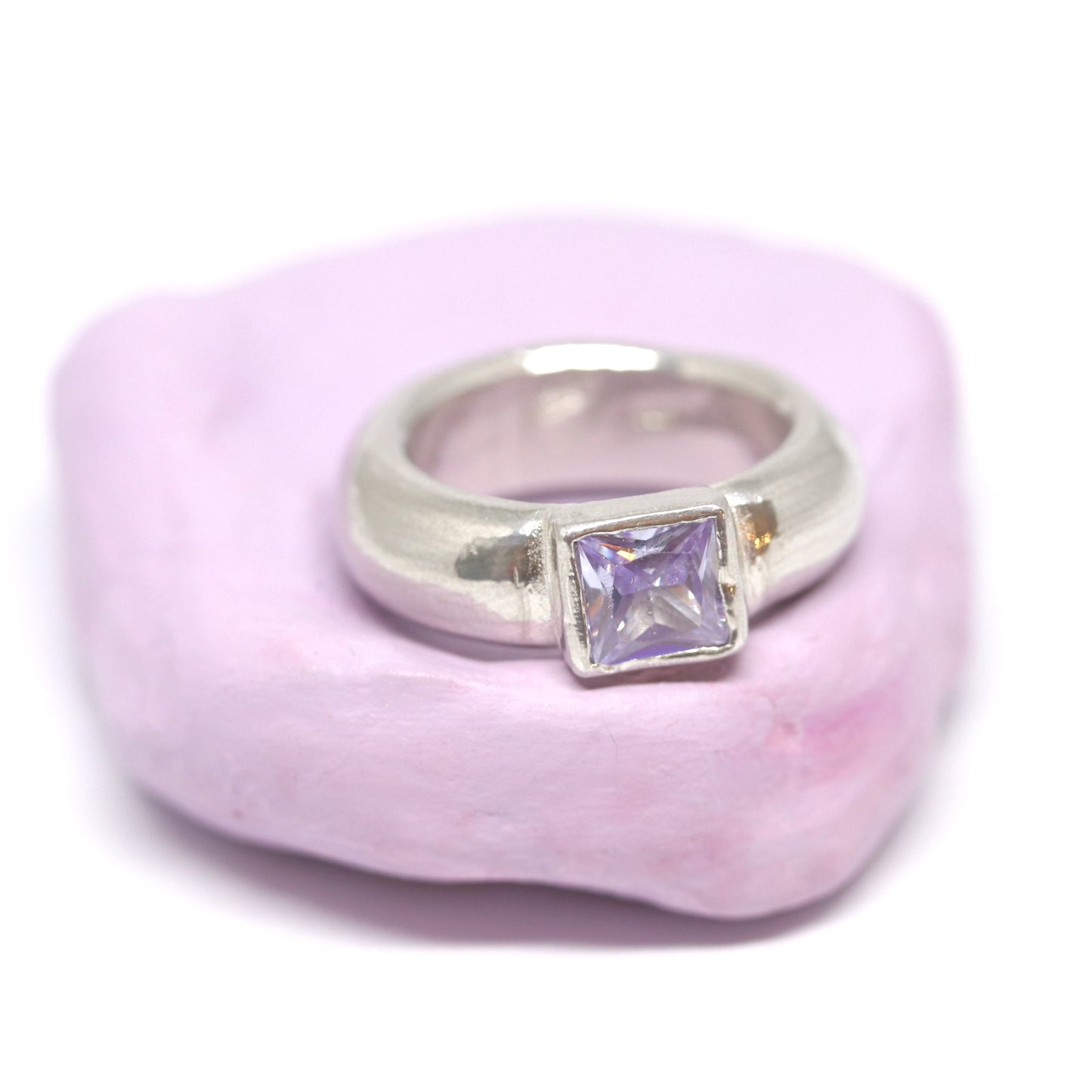 Ring - Chunky One Square Lavender Gem