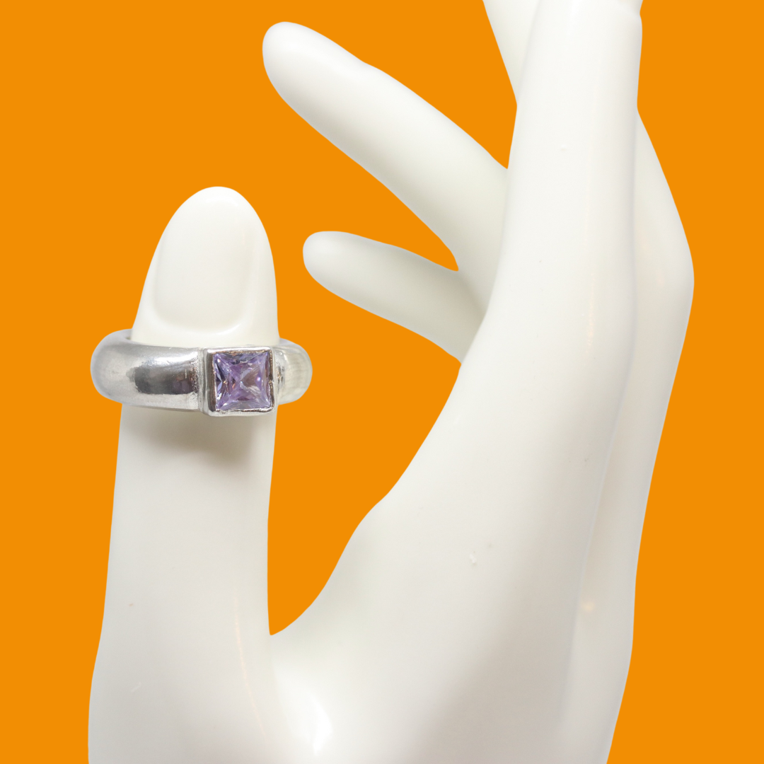 Ring - Chunky One Square Lavender Gem