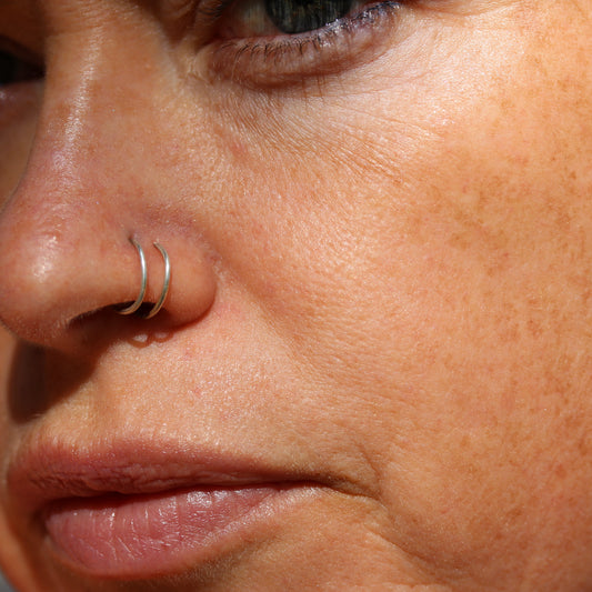 Double Hoop Spiral Nose Ring Sterling Silver_Fruit Bowl Studio, New Zealand