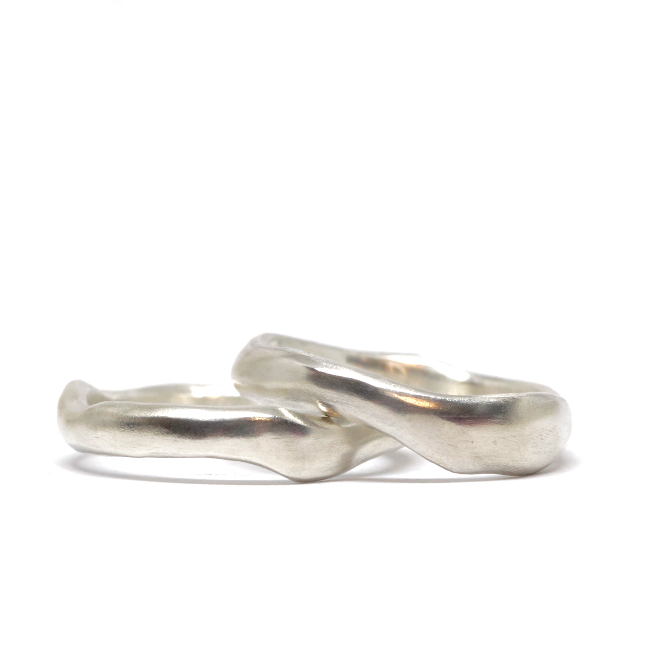 Waterworn sterling silver rings, jewellery made in Wānaka by Fruit Bowl Studio