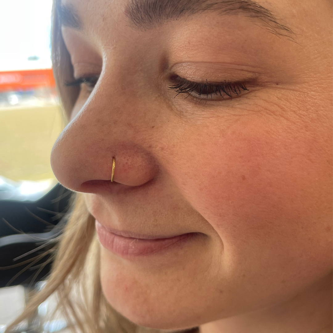 Gold Nose Ring - Hammered 22ct gold