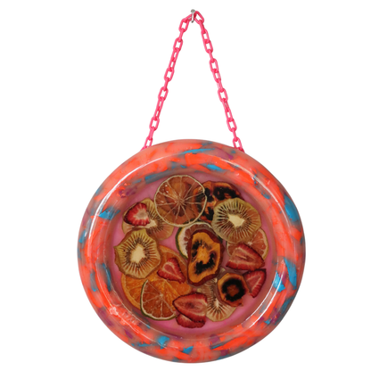 Round resin and fruit artwork