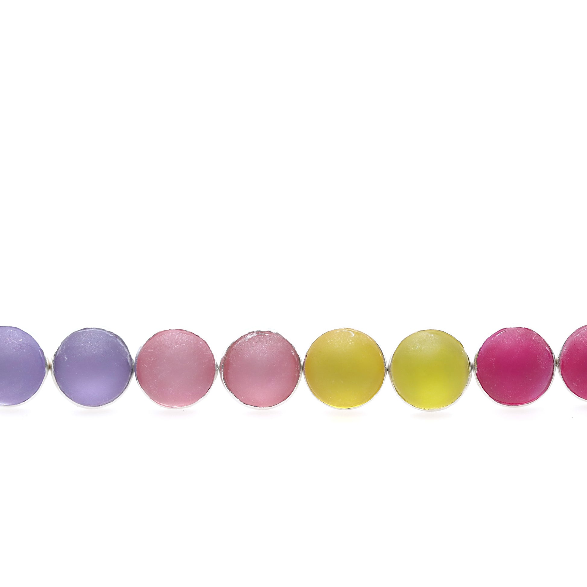 line of colourful stud earrings