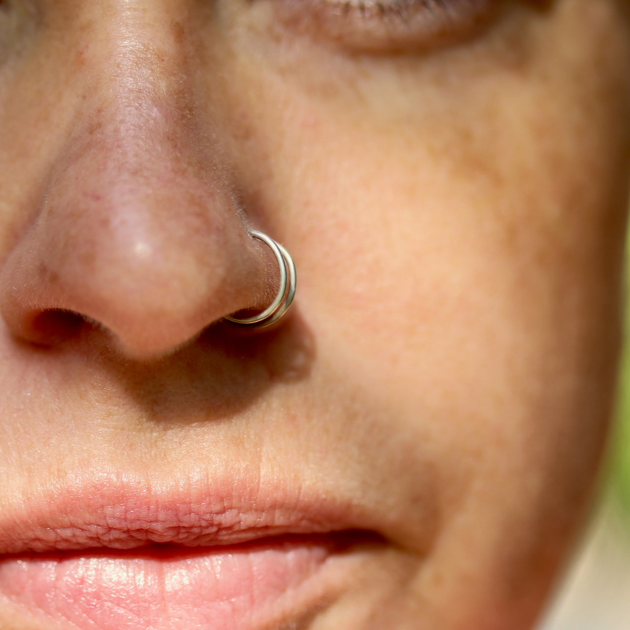 Double Hoop Spiral Nose Ring Sterling Silver_Fruit Bowl Studio, New Zealand