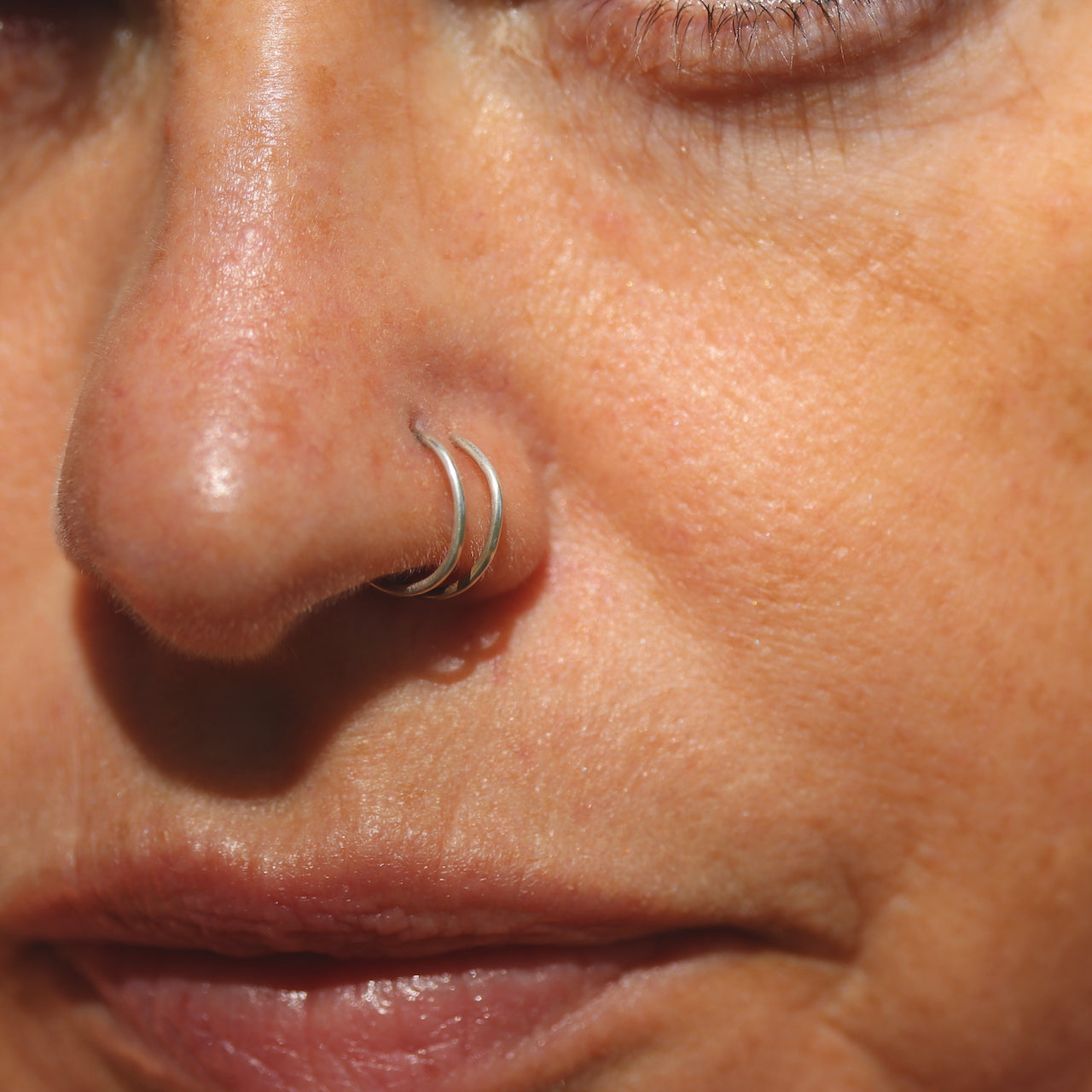 Double Hoop Spiral Nose Ring Sterling Silver_Fruit Bowl Studio, New Zealand