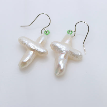 Pearl Cross Earrings