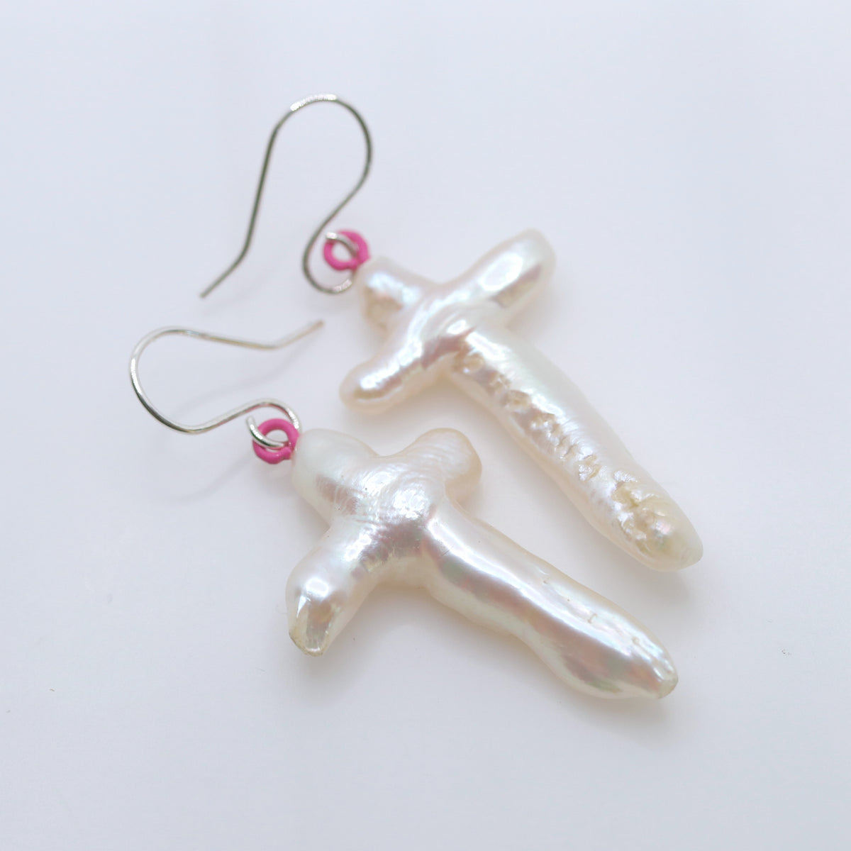 Pearl Cross Earrings