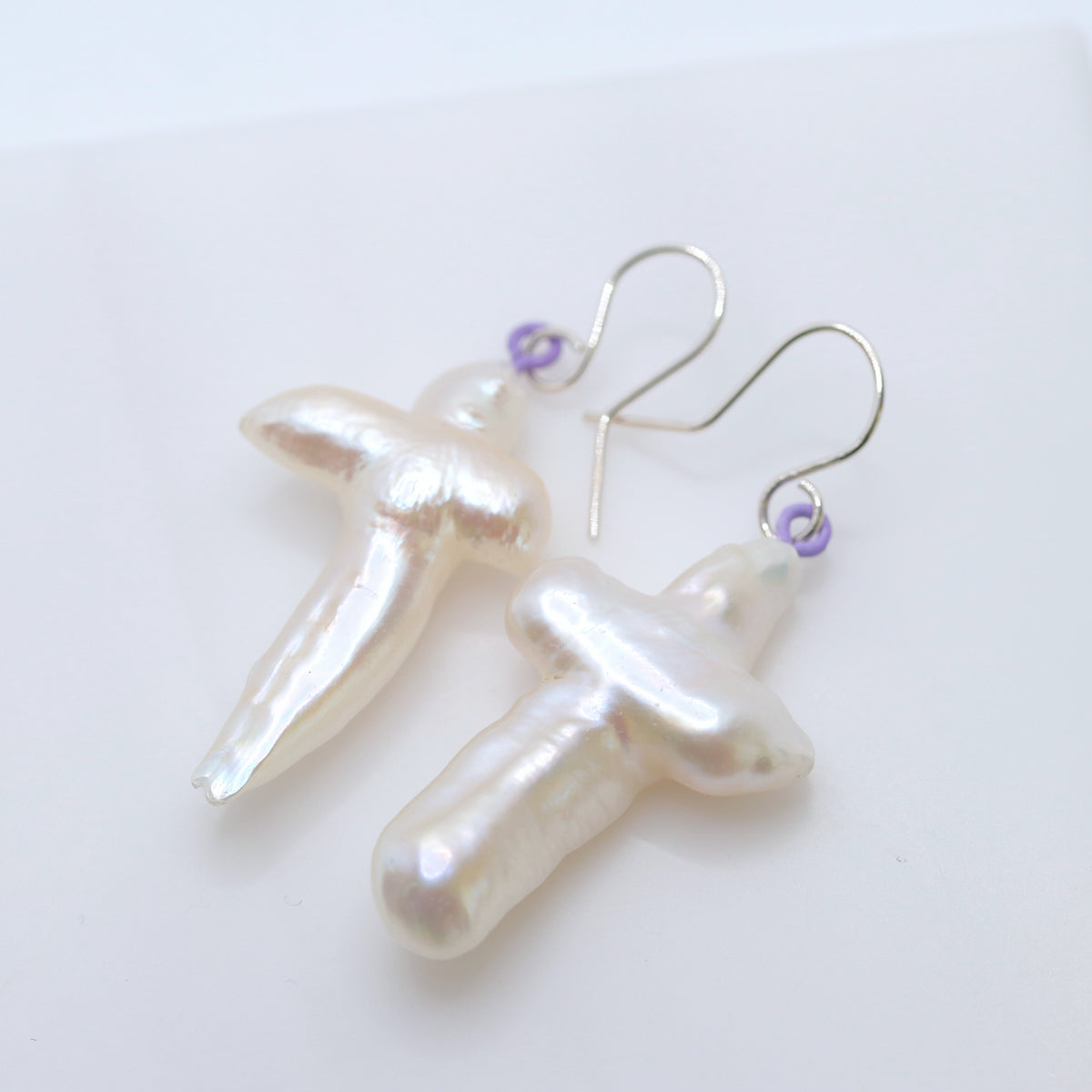 Pearl Cross Earrings