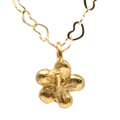 Things We Love Gold Heart Chain and Hibiscus Charm