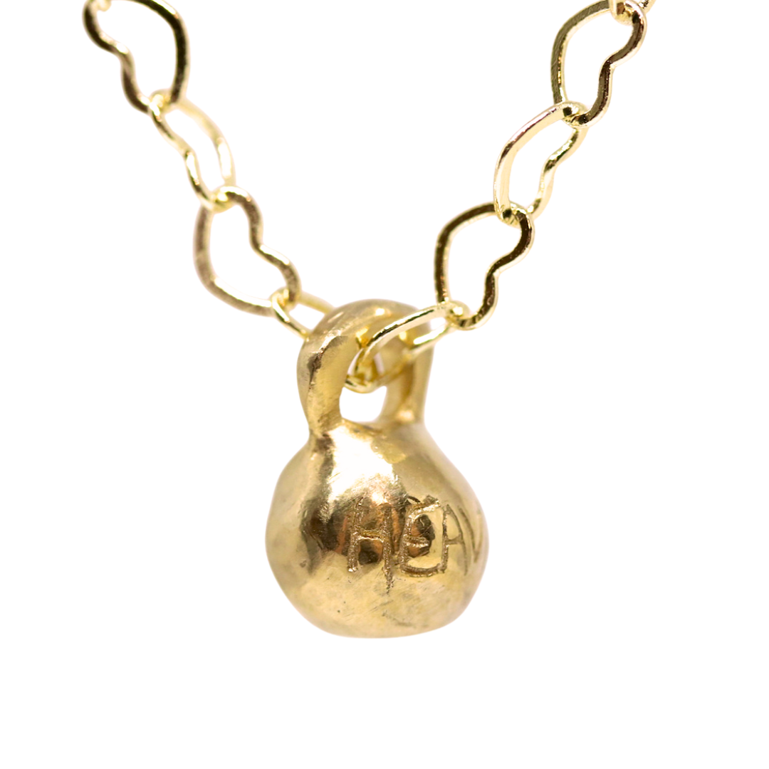 Things We Love Gold Heart Chain and Kettlebell Charm