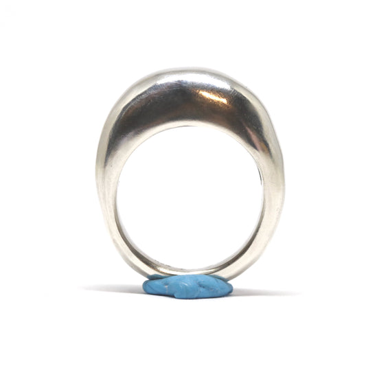 A chunky dome silver ring. This ring was hand made in Wānaka, New Zealand by designer and jeweller Briar Hardy-Hesson.