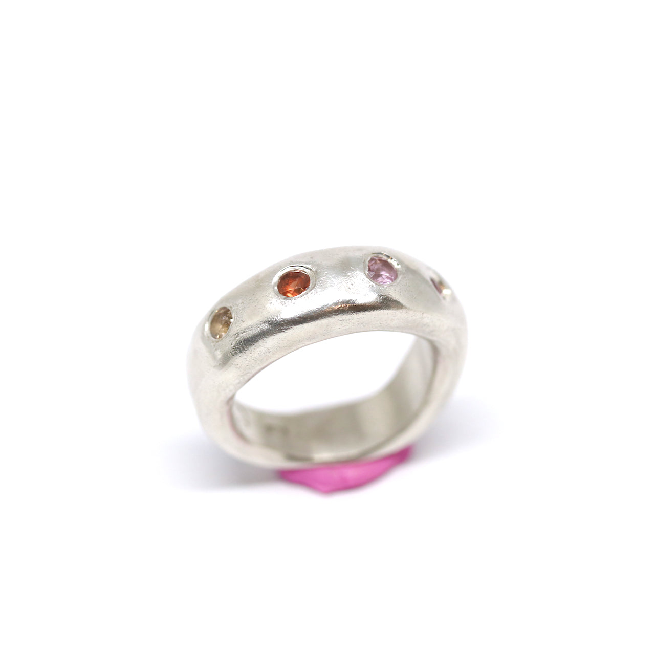 Ring - 4 Gem Wonky Royal - Pink & Orange