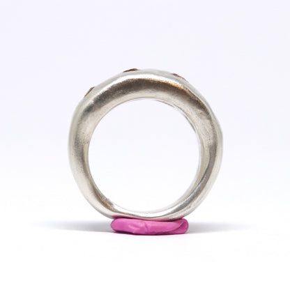 Ring - 4 Gem Wonky Royal - Pink & Orange