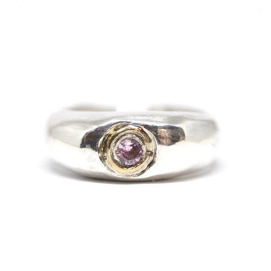 Ring - Chunky Ring: Pink Gem with 22k gold