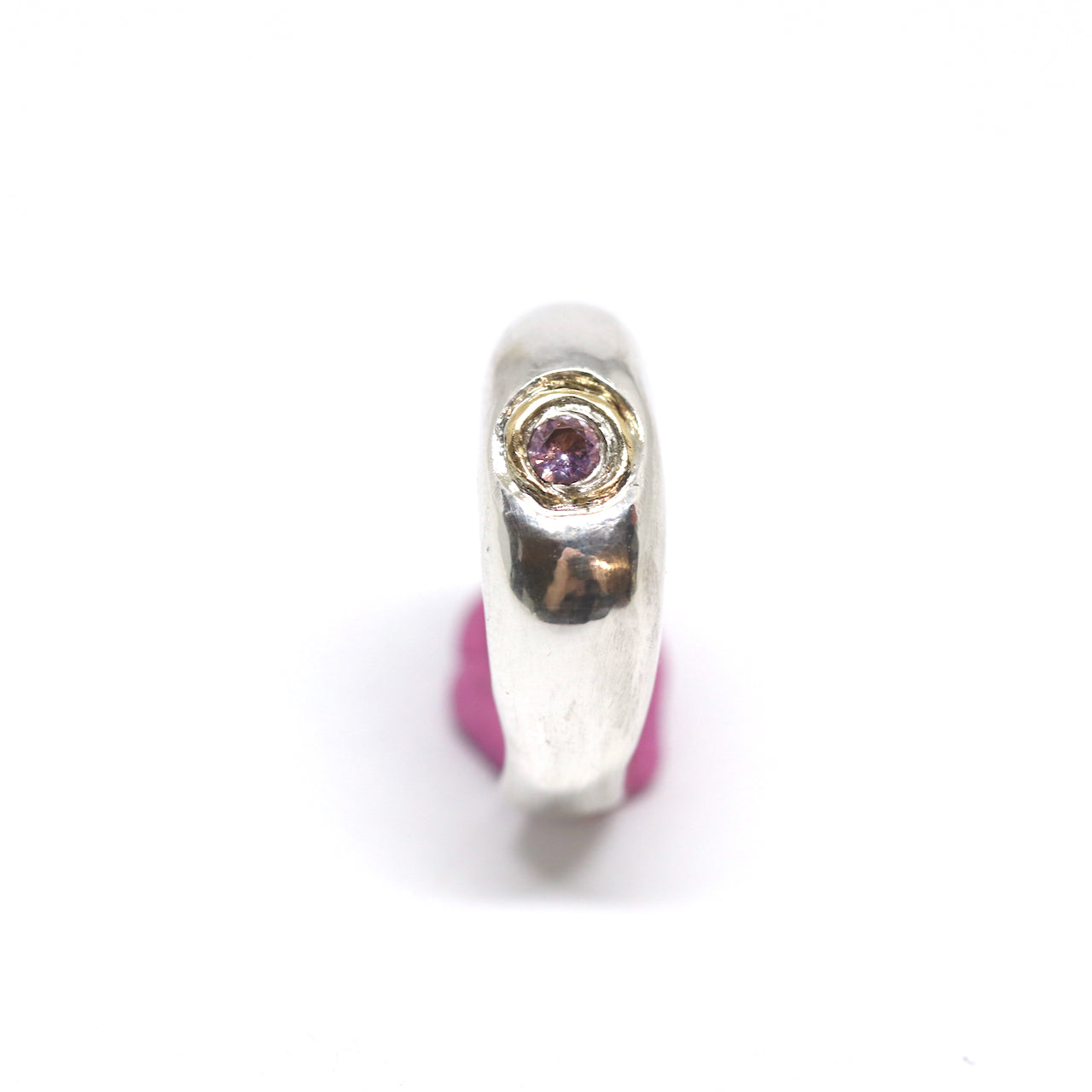 Ring - Chunky Ring: Pink Gem with 22k gold