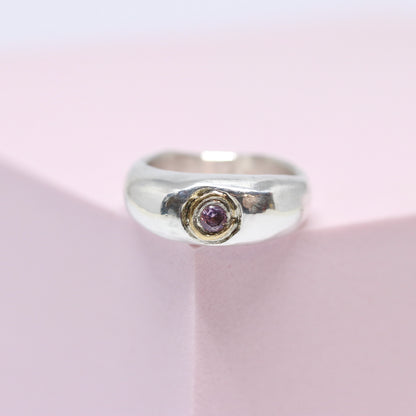 Ring - Chunky Ring: Pink Gem with 22k gold