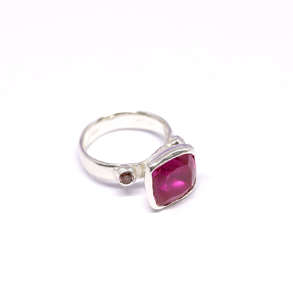 Ring - Cocktail Ring - Ruby Pink Square