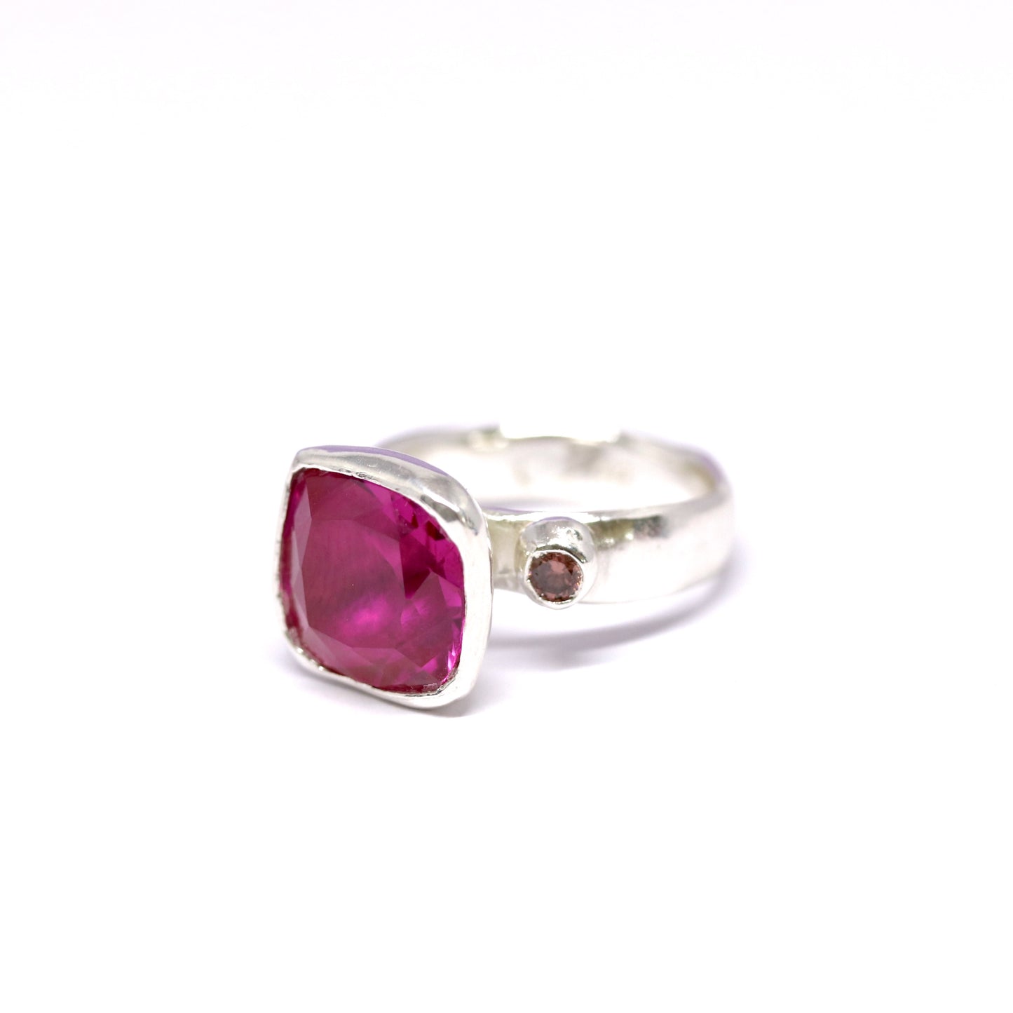 Ring - Cocktail Ring - Ruby Pink Square
