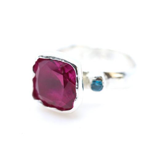 Ring - Cocktail Ring - Ruby Pink Square