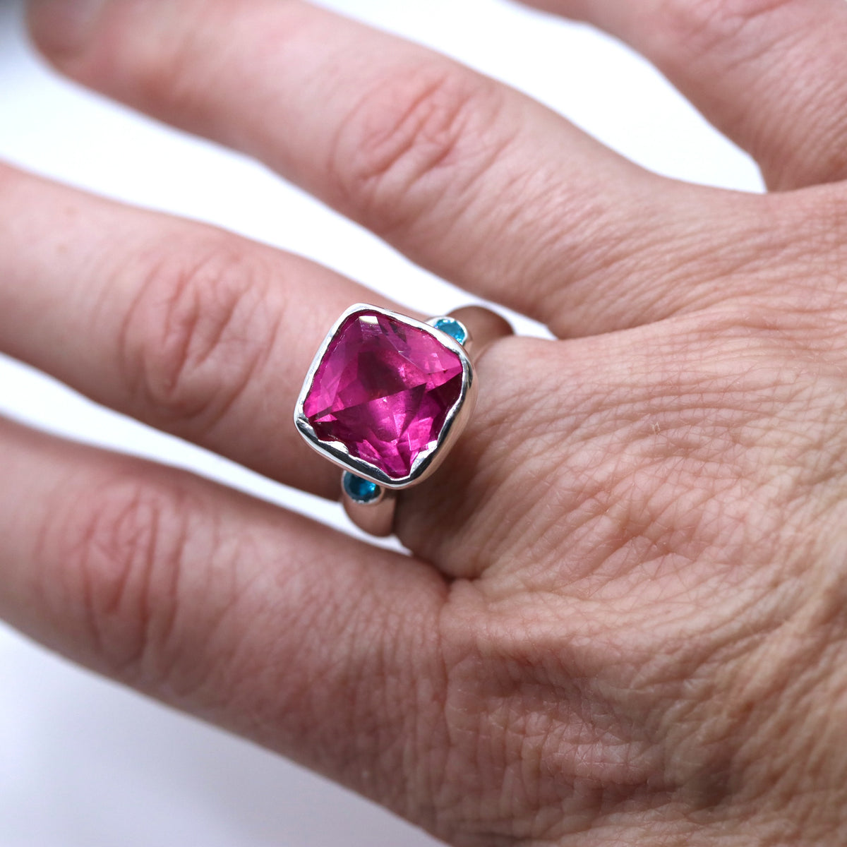 Ring - Cocktail Ring - Ruby Pink Square