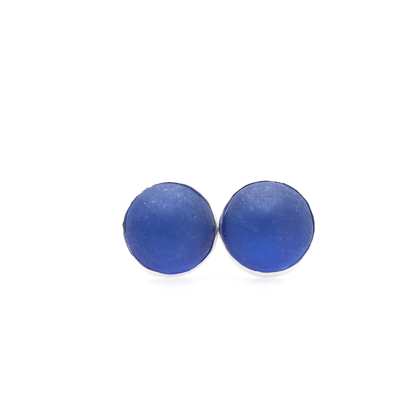 pair of blue earring on white background