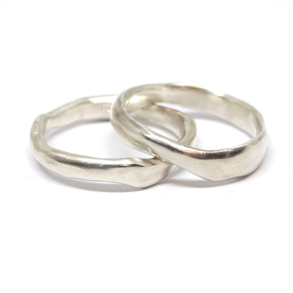 Waterworn sterling silver rings, jewellery made in Wānaka by Fruit Bowl Studio