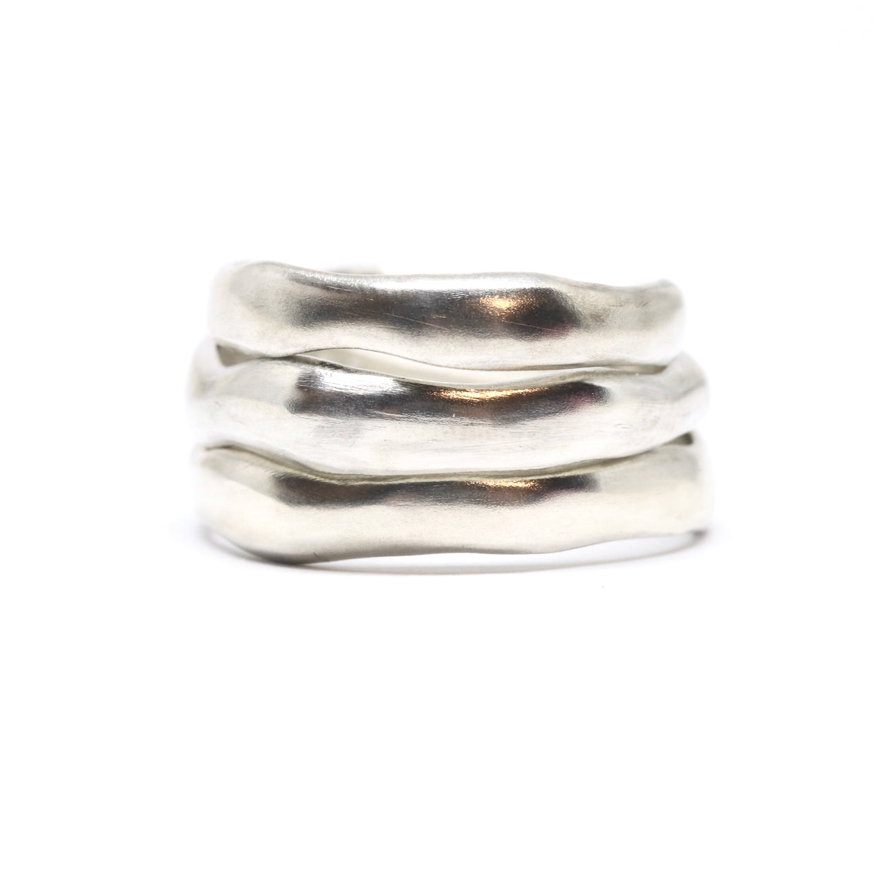 Waterworn sterling silver rings, jewellery made in Wānaka by Fruit Bowl Studio