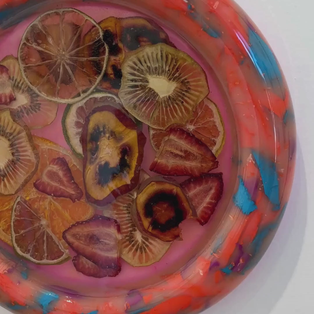 detail or resin artwork with dehydrated fruit