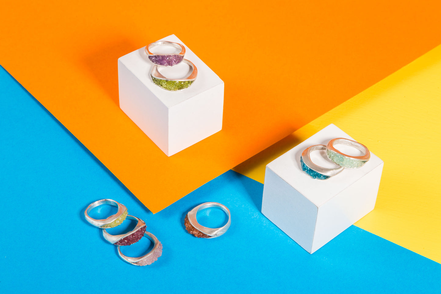 Silver and gemstone rings. Made in Wanaka. Unique, colourful jewellery designed and crafted by New Zealand artist and jeweller Briar Hardy-Hesson.