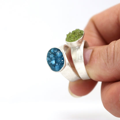 Silver and gemstone rings. Made in Wanaka. Unique, colourful jewellery designed and crafted by New Zealand artist and jeweller Briar Hardy-Hesson.